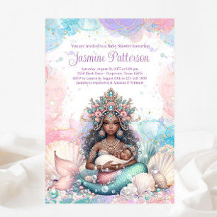 Elegant afrikansk sjöjungfru Mamma Baby Shower Inbjudningar