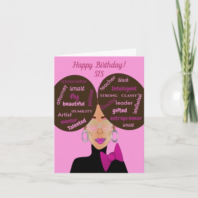Elegant Afro American Sister Birthday Card Kort (Framsida)