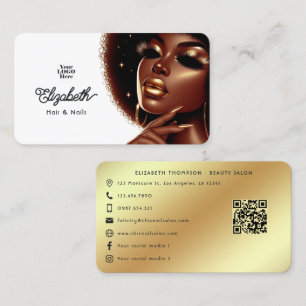Elegant Afro Glam Melanin Chic Hair & Nail Salon Visitkort