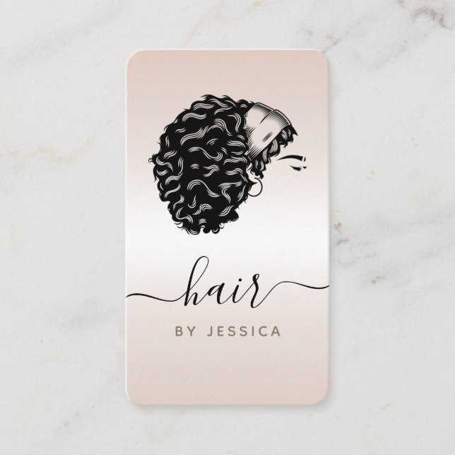 Elegant Afro Hair Girl Cream Gradient Trendig Salo Visitkort (Framsida)