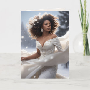 Elegant afroamerikansk diva snöig högtid  kort