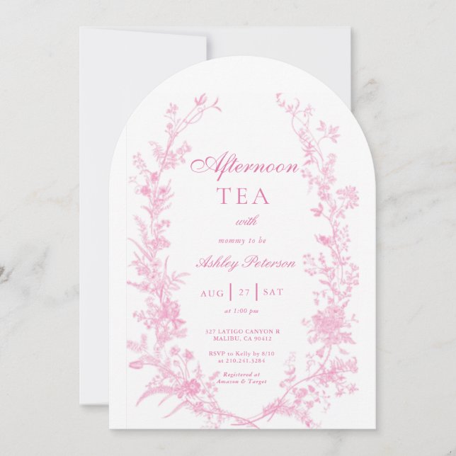 Elegant Afternoon Tea Party Girl Baby Shower Inbjudningar (Framsida)