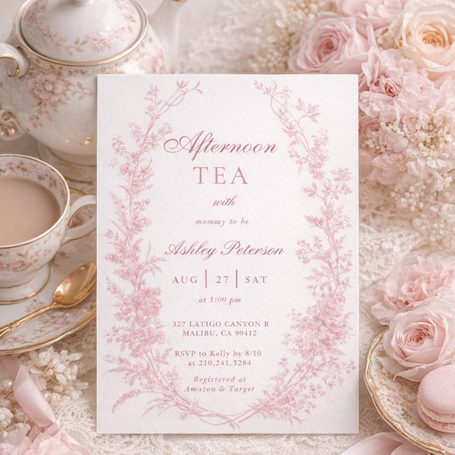 Elegant Afternoon Tea Party Girl Baby Shower Inbjudningar (Skapare uppladdad)