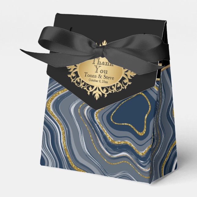Elegant Agat Marmor med Grå Blå och Guld Presentaskar (Framsidan Sidan)