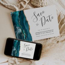 Elegant Agat Tealblå Guld Spara Datum