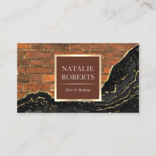 Elegant Agate Black Guld Marble Brick Beauty Salon Visitkort