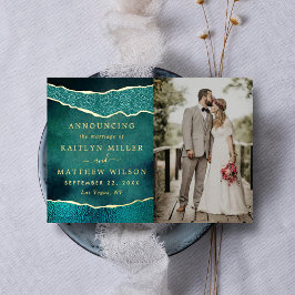 Elegant Agate Bröllop-fotoannonskort