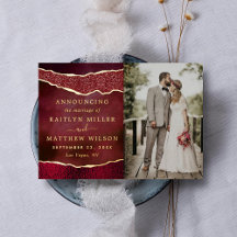 Elegant Agate Bröllop-fotoannonskort