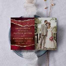 Elegant Agate Bröllop-fotoannonskort