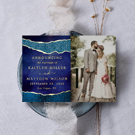 Elegant Agate Bröllop-fotoannonskort