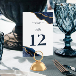 Elegant Agate Navy White Bröllop Bordsnummer
