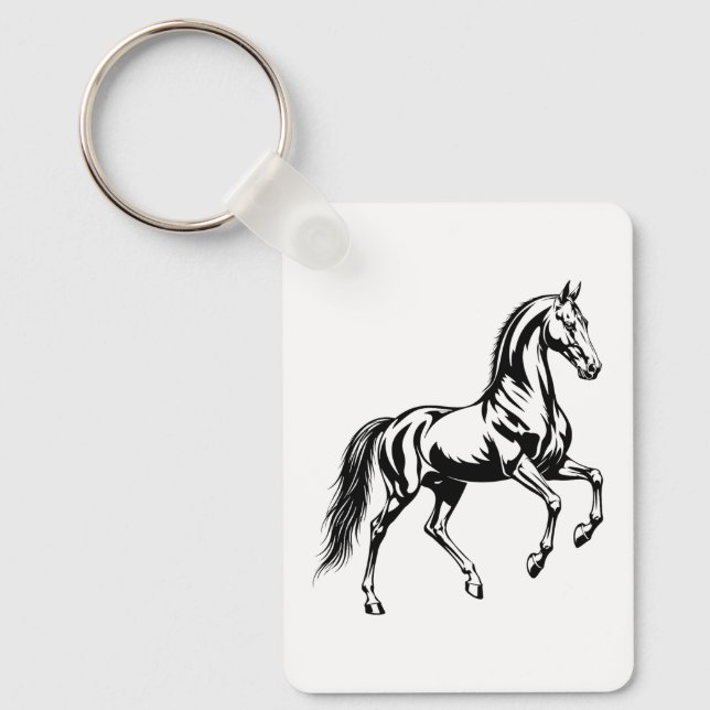 Elegant Akhal-Teke-häst Stilis Illustration Nyckelring (Framsida)