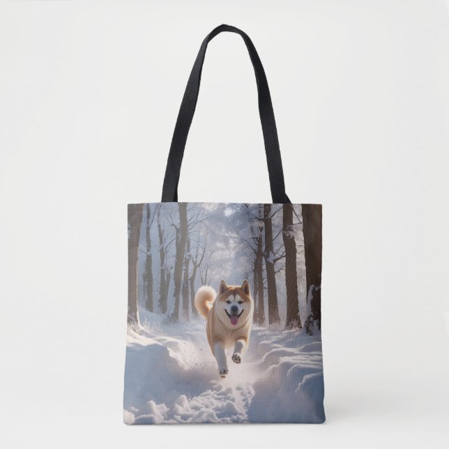 Elegant Akita Shoulder Tote Tygkasse (Framsida)