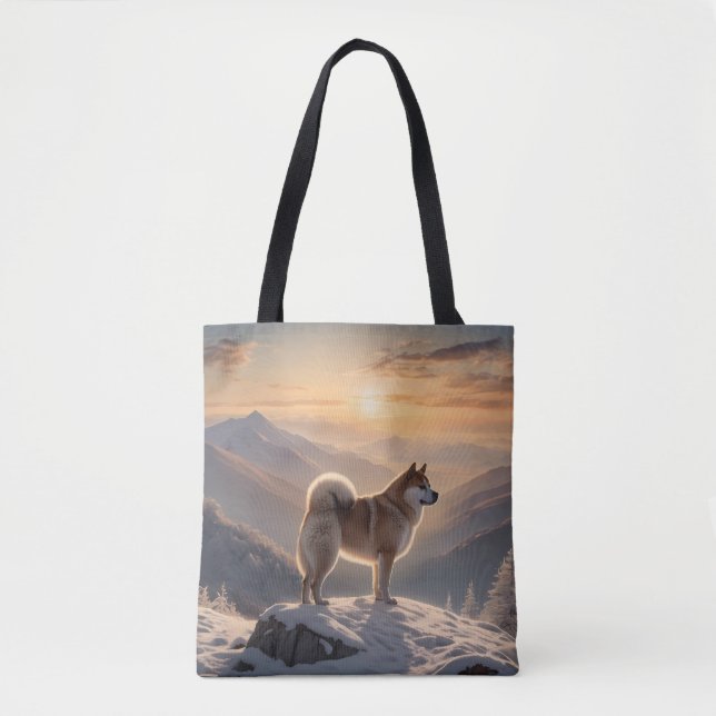Elegant Akita Shoulder Tote Tygkasse (Framsida)