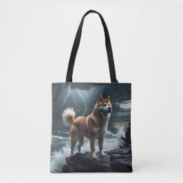 Elegant Akita Shoulder Tote Tygkasse