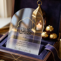 Elegant Akryl Eid Mubarak-kort Islamsk Båge