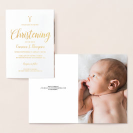 Elegant äkta Guld metallfolie Baby Christening Folierat Kort