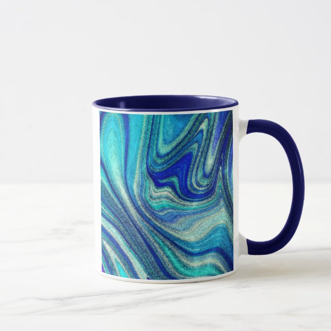 Elegant Akvamarin Paua Regnbågsskal Inspirerad Mugg (Höger)