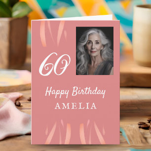 Elegant akvarell 60-års födelsedagsfoto kort