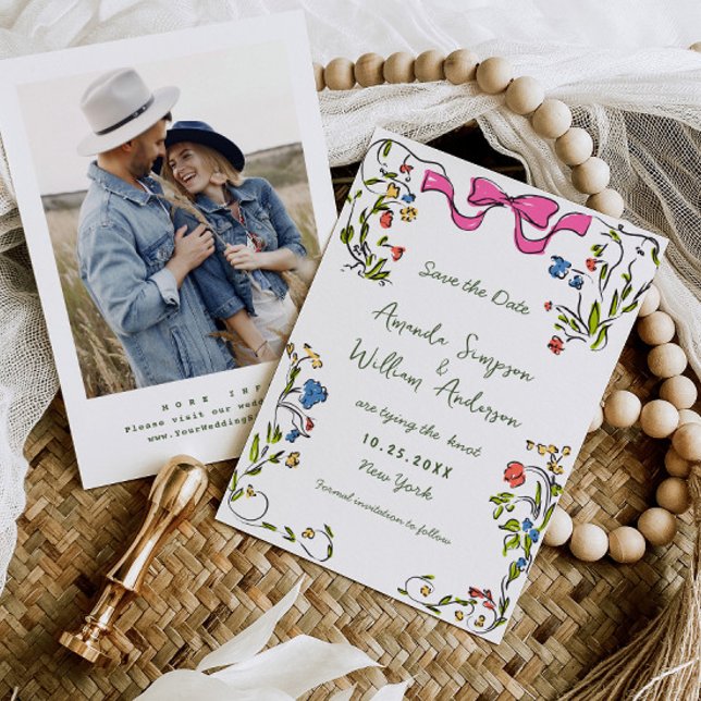 Elegant akvarell äng vildblomma bröllop spara datumet (Skapare uppladdad)