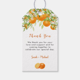 Elegant akvarell apelsin Baby Shower Tack Presentetikett