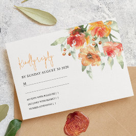 Elegant Akvarell Aprikos Blommig Bröllops RSVP OSA Kort