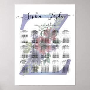 Elegant akvarell av en röd och blå blomsterbukett poster