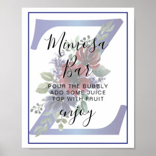 Elegant akvarell av en röd och blå blomsterbukett poster
