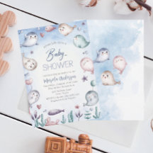 Elegant akvarell baby säl baby shower