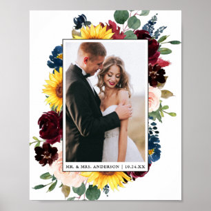 Elegant akvarell blandad blomsterbröllop poster