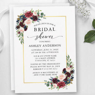 Elegant akvarell blandad blomsterbröllopsdusch inbjudningar