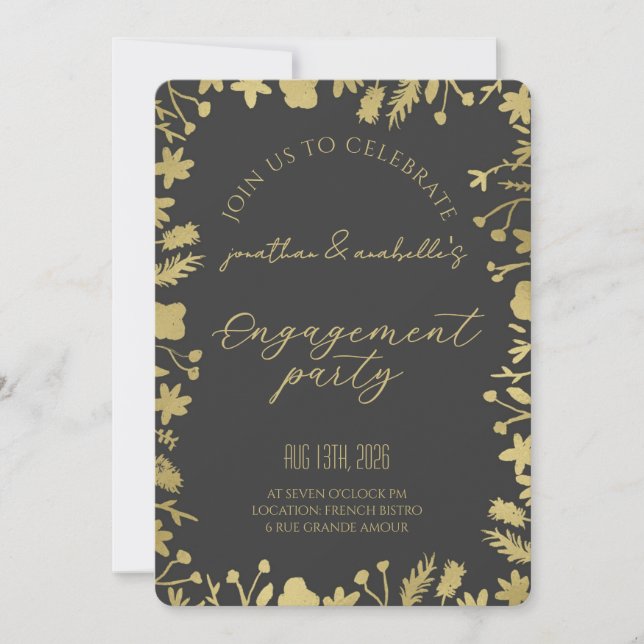 Elegant akvarell blom-förlovningsfirande inbjudningar (Framsida)