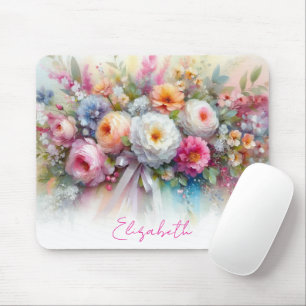 Elegant Akvarell Blommig Konst Din Anpassade Text Musmatta