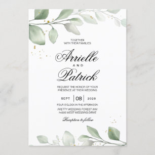 Elegant akvarell Boho-blad Inbjudningar