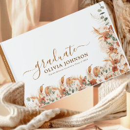 Elegant akvarell boho-examensgästbok gästböcker