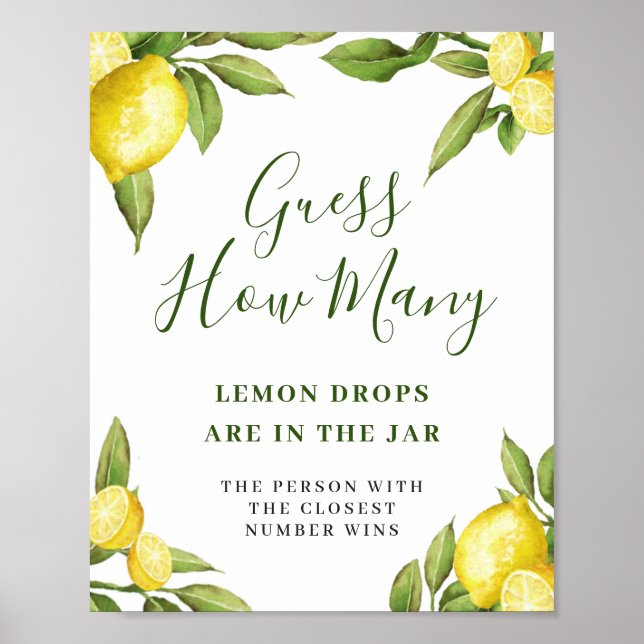 Elegant akvarell citron bröllopsdusch affisch (Framsidan)