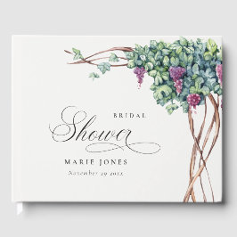 Elegant akvarell druvvinrankor bröllopsdusch gästböcker