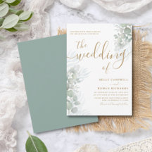 Elegant akvarell Eucalyptus Sagegrön Bröllops-