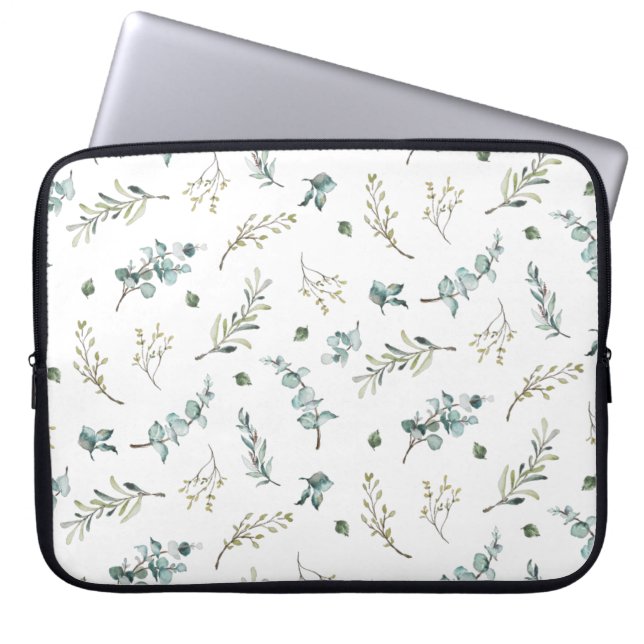 Elegant akvarell Eukalyptus Grönska Mönster Laptop Fodral (Framsidan)