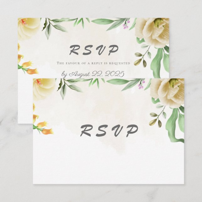 Elegant akvarell fågel blommande bröllop OSA kort (Fram/baksida)