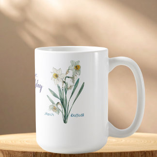 Elegant akvarell födelsedagsnarciss  Personalisera Kaffemugg