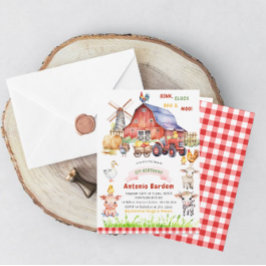 Elegant  akvarell  gård bebis  2-årsdag inbjudningar