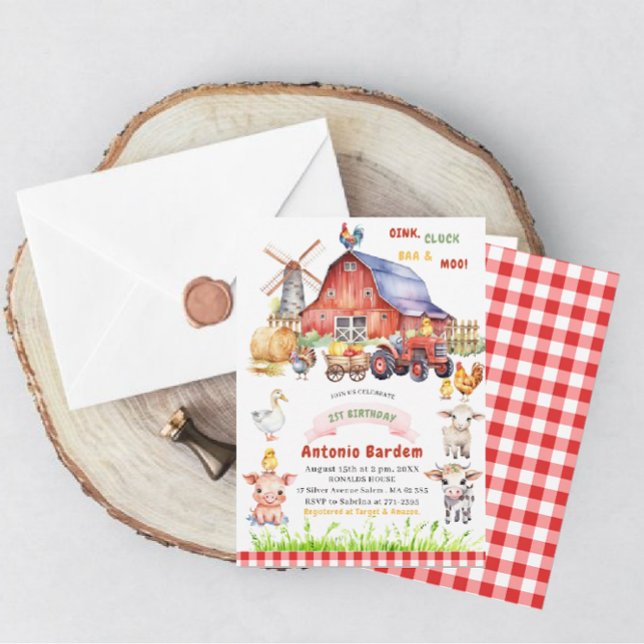 Elegant  akvarell  gård bebis  2-årsdag inbjudningar (Skapare uppladdad)