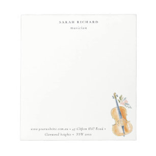 Elegant akvarell gitarr musiker musiklärare anteckningsblock