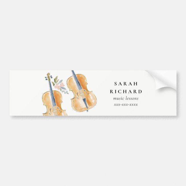 Elegant akvarell gitarr musiker musiklärare bildekal (Framsidan)