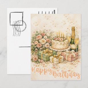 Elegant akvarell Glad födelsedag-illustration Vykort