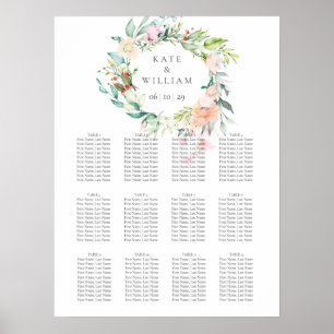 Elegant akvarell grönska blomsterliggande plan poster
