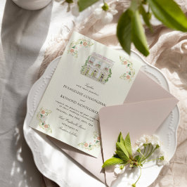 Elegant akvarell herrgård rokoko bröllop inbjudningar