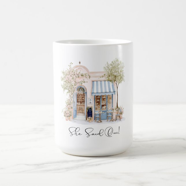 Elegant akvarell Hon sa oui rosa blommor Brida Kaffemugg (Center)