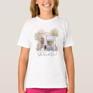 Elegant akvarell Hon sa Oui rosa blommor Brida T Shirt